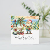 Cartes Pour Fêtes Annuelles SANTA CLAUS à Hawaii Beach pour Noël (Debout devant)