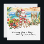Cartes Pour Fêtes Annuelles SANTA CLAUS à Hawaii Beach pour Noël<br><div class="desc">Envoyez des voeux de vacances chaleureux avec une touche de charme tropical ! Cette carte de voeux festive présente Santa Claus se détendre sur une belle plage hawaiienne, , Père Noël apporte une touche unique à vos voeux de Noël. À l’intérieur, vous trouverez un message joyeux qui souhaite à vos...</div>