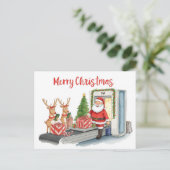 Cartes Pour Fêtes Annuelles Santa Claus à l'aéroport (Debout devant)