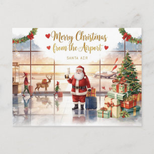 Cartes Pour Fêtes Annuelles Santa Claus à l'aéroport
