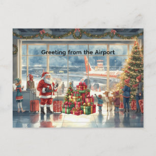 Cartes Pour Fêtes Annuelles Santa Claus à l'aéroport