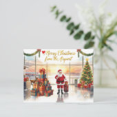 Cartes Pour Fêtes Annuelles Santa Claus à l'aéroport (Debout devant)