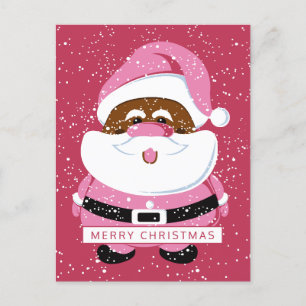 Cartes Pour Fêtes Annuelles Santa Claus afro-américain mignon et neige