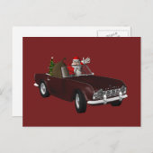 Cartes Pour Fêtes Annuelles Santa Claus aime Triumph TR4 (Devant / Derrière)
