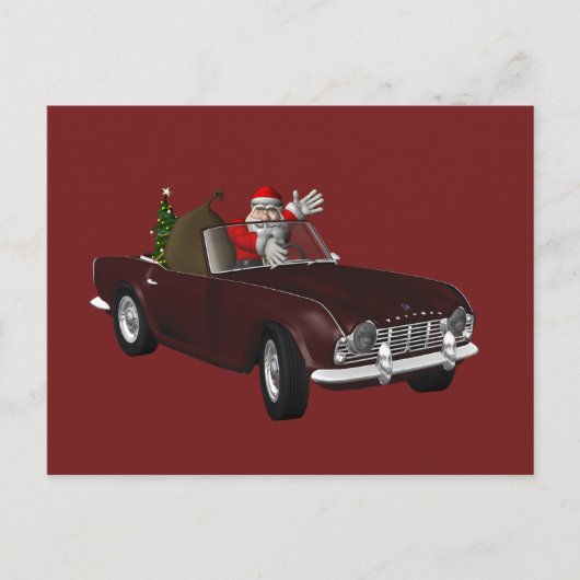 Cartes Pour Fêtes Annuelles Santa Claus aime Triumph TR4 (Devant)