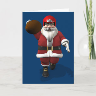 Cartes Pour Fêtes Annuelles Santa Claus American Football Player
