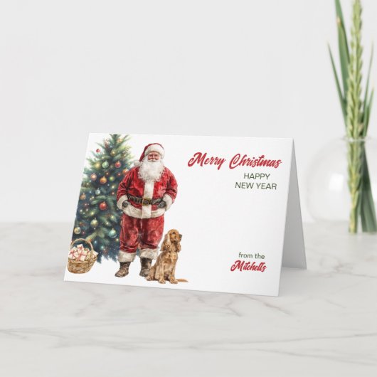 Cartes Pour Fêtes Annuelles Santa Claus and English Cocker Spaniel Christmas (Devant)