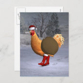 Cartes Pour Fêtes Annuelles Santa Claus au coq orange (Devant / Derrière)