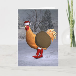 Cartes Pour Fêtes Annuelles Santa Claus au coq orange