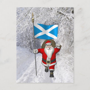 Cartes Pour Fêtes Annuelles Santa Claus Avec L'Enseigne De L'Ecosse