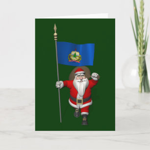 Cartes Pour Fêtes Annuelles Santa Claus Avec L'Enseigne Du Vermont