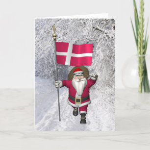 Cartes Pour Fêtes Annuelles Santa Claus Avec L'Ensigne Danemark Dannebrog