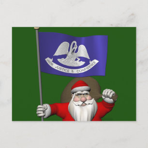 Cartes Pour Fêtes Annuelles Santa Claus Avec L'Ensigne De Louisiane