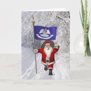 Cartes Pour Fêtes Annuelles Santa Claus Avec L'Ensigne De Louisiane