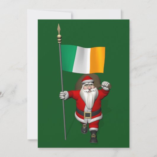 Cartes Pour Fêtes Annuelles Santa Claus Avec L'Ensigne D'Irlande (Devant)