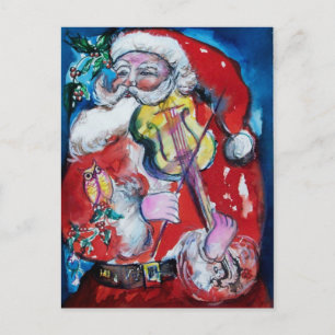 CARTES POUR FÊTES ANNUELLES SANTA CLAUS AVEC MONOGRAMME DE VIOLIN