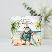 Cartes Pour Fêtes Annuelles Santa Claus avec Surf Board de Hawaii Noël (Debout devant)