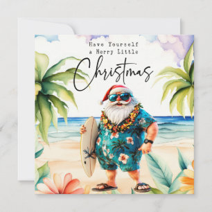Cartes Pour Fêtes Annuelles Santa Claus avec Surf Board de Hawaii Noël