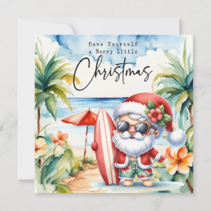 Cartes Pour Fêtes Annuelles Santa Claus avec Surf Board de Hawaii Noël