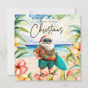 Cartes Pour Fêtes Annuelles Santa Claus avec Surf Board de Hawaii Noël