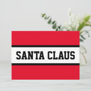 Cartes Pour Fêtes Annuelles SANTA CLAUS Bold Sporty Red Black White Stripes