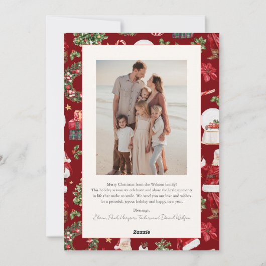 Cartes Pour Fêtes Annuelles Santa Claus classique Arbre de Noël Photo verte (Dos)