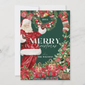 Cartes Pour Fêtes Annuelles Santa Claus classique Arbre de Noël Vert (Devant)