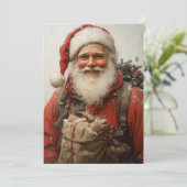 Cartes Pour Fêtes Annuelles Santa Claus classique Un art de Noël plein de coeu (Debout devant)