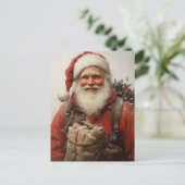 Cartes Pour Fêtes Annuelles Santa Claus classique Un art de Noël plein de coeu (Debout devant)