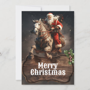 Cartes Pour Fêtes Annuelles Santa Claus Cowboy Art