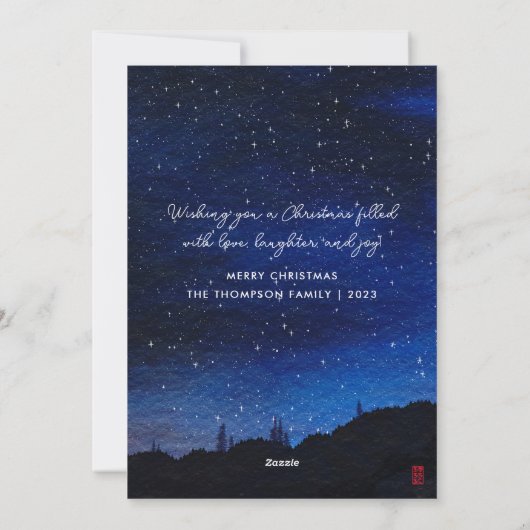 Cartes Pour Fêtes Annuelles Santa Claus De Nuit Starry Volant Avec Reindeer (Dos)