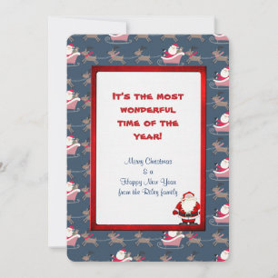 Cartes Pour Fêtes Annuelles Santa Claus de vacances avec rennes et traîneau
