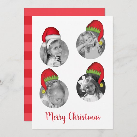 Cartes Pour Fêtes Annuelles Santa Claus Elf Christmas Photo Card Multi Photo (Devant / Derrière)