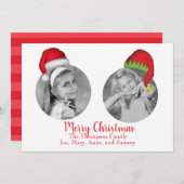 Cartes Pour Fêtes Annuelles Santa Claus Elf Whimsical Jolly Fun Multi Photo (Devant / Derrière)
