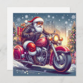 Cartes Pour Fêtes Annuelles Santa Claus en mode motard (Devant / Derrière)