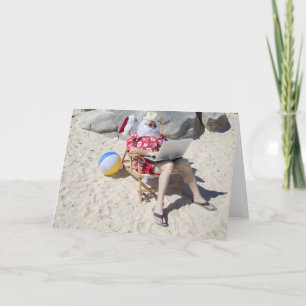 Cartes Pour Fêtes Annuelles Santa Claus en vacances à la plage