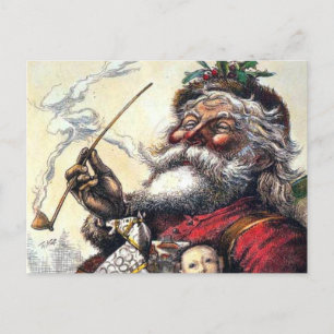 CARTES POUR FÊTES ANNUELLES SANTA CLAUS FUMEUR CONCEPTION VINTAGE