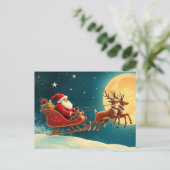 Cartes Pour Fêtes Annuelles Santa Claus in Sleigh (Debout devant)