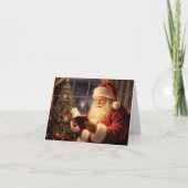 Cartes Pour Fêtes Annuelles Santa Claus Lecture par l'arbre de Noël (Devant)