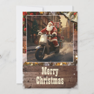 Cartes Pour Fêtes Annuelles Santa Claus Livraison à bord d'un scooter
