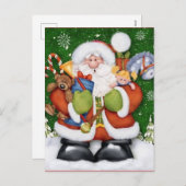 Cartes Pour Fêtes Annuelles Santa Claus mignon Avec Jouets De Noël (Devant / Derrière)