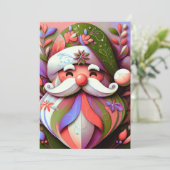 Cartes Pour Fêtes Annuelles Santa Claus Noël rose violet vert (Debout devant)