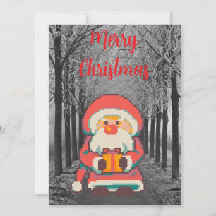 Cartes Pour Fêtes Annuelles Santa Claus Pixelart Merry Christmas, Pixel Art