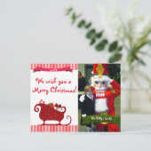 Cartes Pour Fêtes Annuelles Santa Claus Red Parties scintillant Sleigh Photo c (Debout devant)