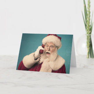 Cartes Pour Fêtes Annuelles Santa Claus rétro au téléphone