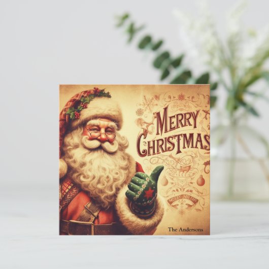 Cartes Pour Fêtes Annuelles Santa Claus Retro classique Joyeux Noël (Debout devant)
