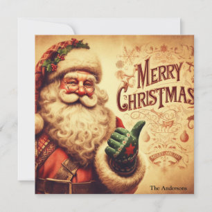 Cartes Pour Fêtes Annuelles Santa Claus Retro classique Joyeux Noël