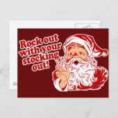 Cartes Pour Fêtes Annuelles Santa Claus Rock Out (Devant / Derrière)