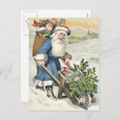 Cartes Pour Fêtes Annuelles Santa Claus Roue Jouets À feuillage persistant Bon (Devant / Derrière)