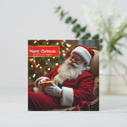 Cartes Pour Fêtes Annuelles Santa Claus sleeping with wishes SqFC (Debout devant)